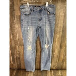 Ring of Fire Jeans Mens 33x30 Blue Slim‎ Straight Leg Denim Distressed Casual